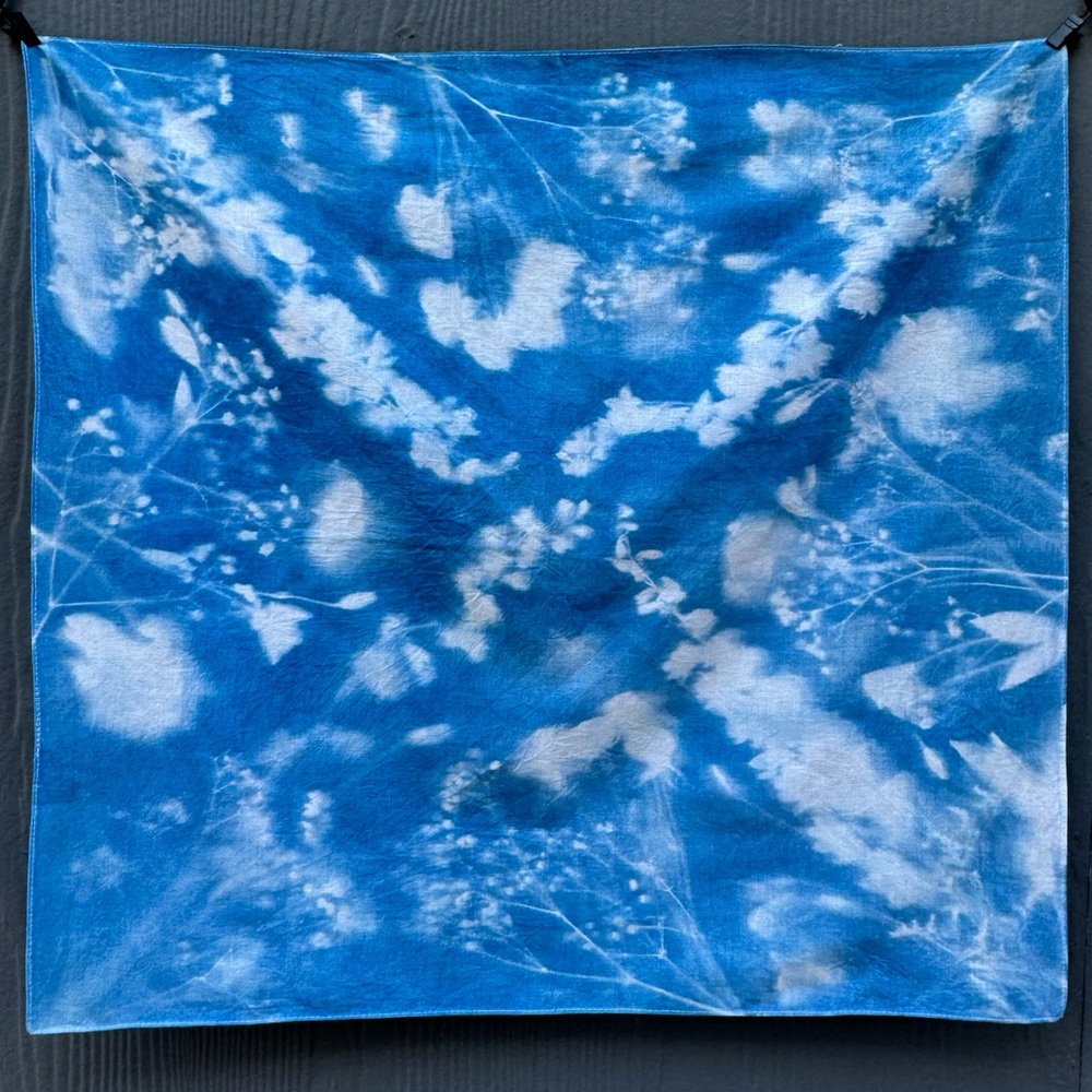 Handmade Floral Cyanotype Bandana